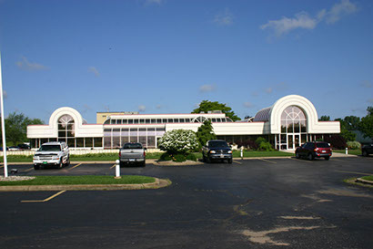 A photo of the glass work at the Dawlen Corporation