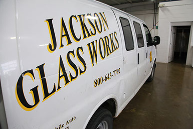Jackson Glass Works truck in Auto Glass Division