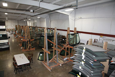 A photograph of Windshields in the Auto Glass division of Jackson Glass works