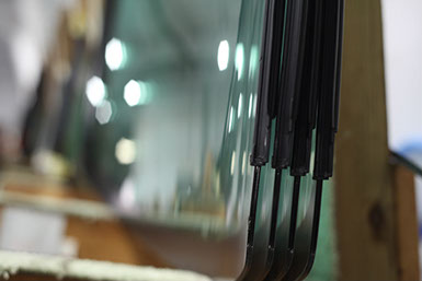A photograph of Windshields in the Auto Glass division of Jackson Glass works