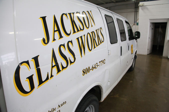 Jackson Glass Works truck in Auto Glass Division